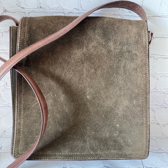 Coach Handbags - Rare Vintage Coach Olive Suede Leather Crossbody Bag